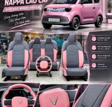 May Ghế Da Nappa Cho VinFast Minio Green – Hồng Phấn Phối Xám