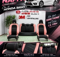Bọc Ghế Da Nappa Honda Brio – Thiết Kế Đen Phối Hồng Cá Tính