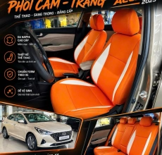 Bọc Ghế Da Nappa Hyundai Accent 2023 – Màu Cam Phối Trắng