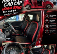 Bọc Ghế Da Nappa Honda Brio Phối Đỏ Thể Thao & Bọc Vô Lăng Da